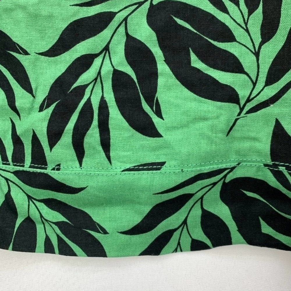 Who What Wear Linen Blend Green and Black Leaf Print Dress with Pockets M - Picture 5 of 10